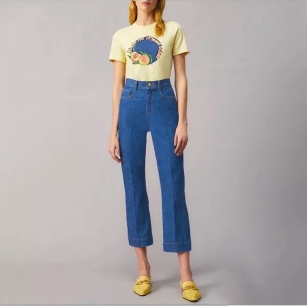 Tory Burch cropped Flared Denim Wide-leg Pant size 26